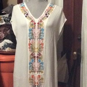 Embroidered beach cover up.